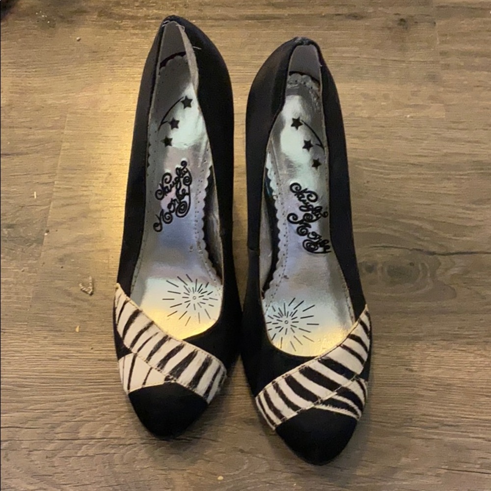 Black and white heels